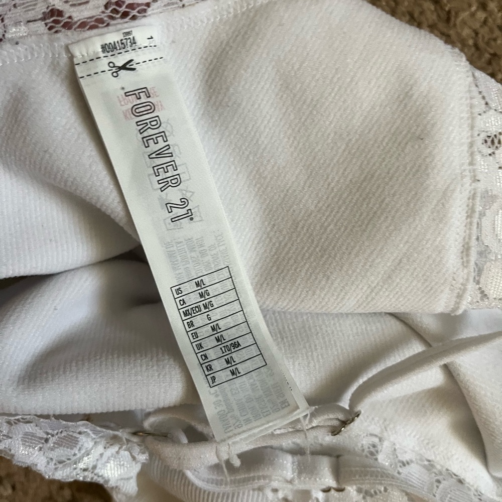 White Ribbed Lace Bodysuit - Picture 5 of 5